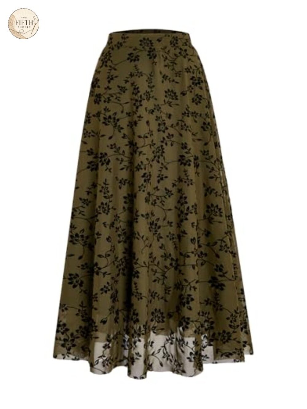 Verdusa Women's Boho Long Maxi Skirt Floral Ruffle Mesh Midi Skirt